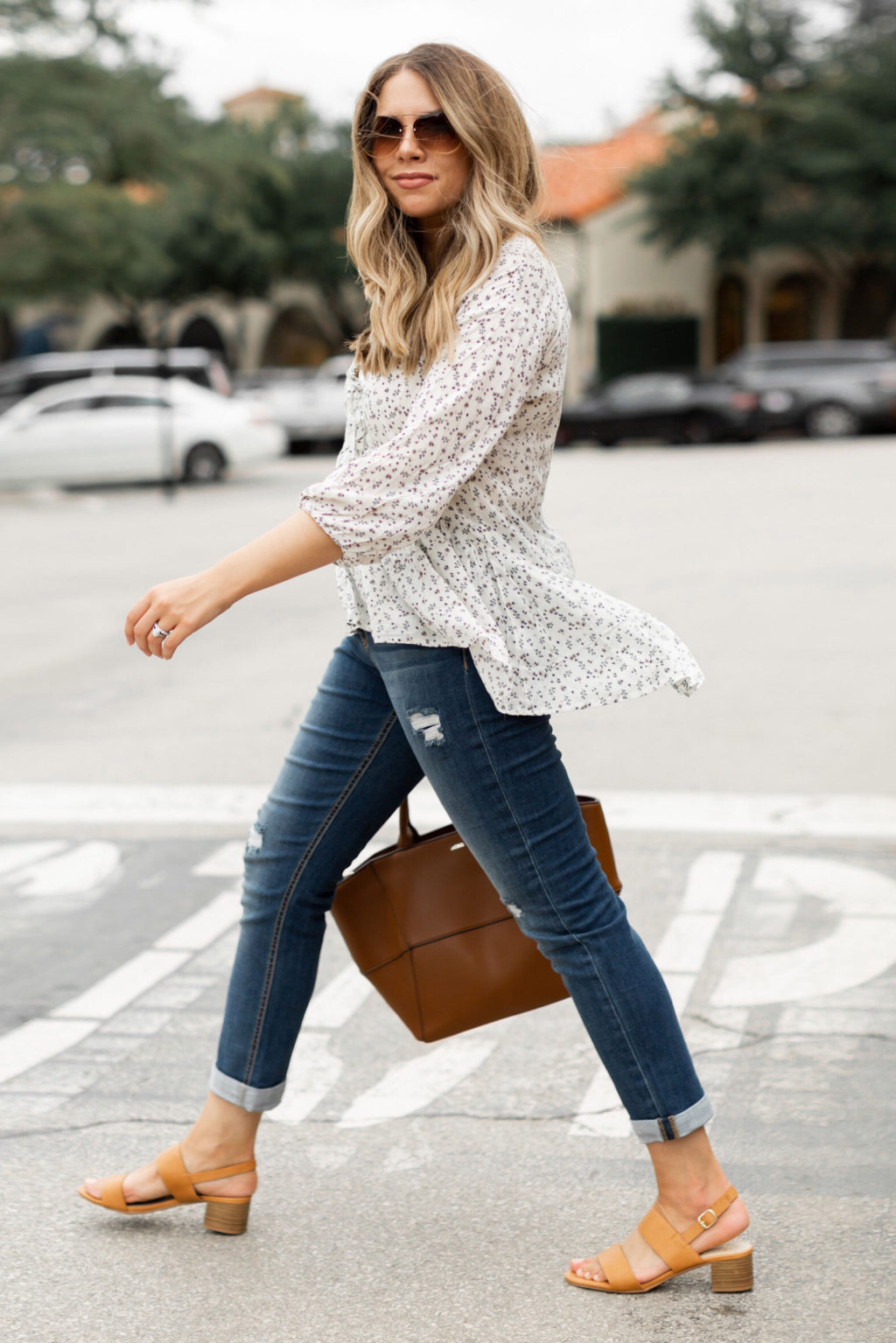 floral blouse outfit