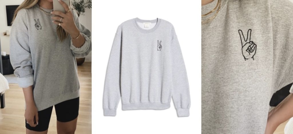 Treasure & Bond Peace Embroidered Sweatshirt