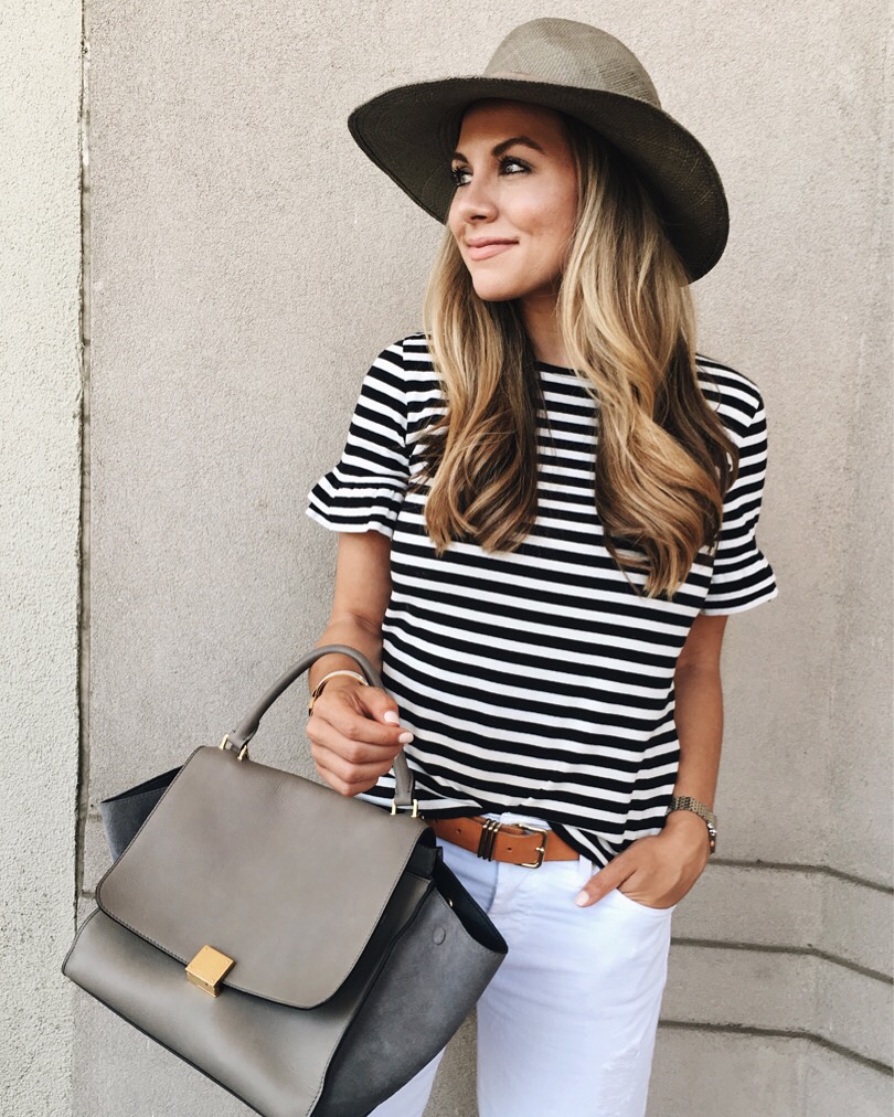 Striped Shirt and White Pants 