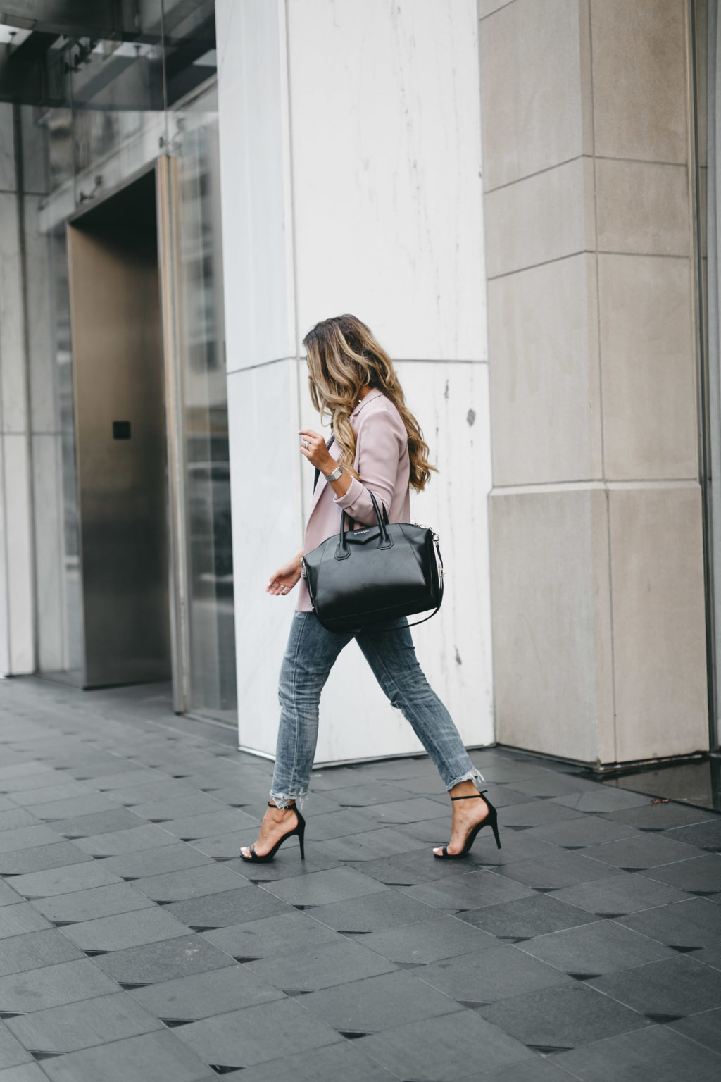 Blush boyfriend blazer