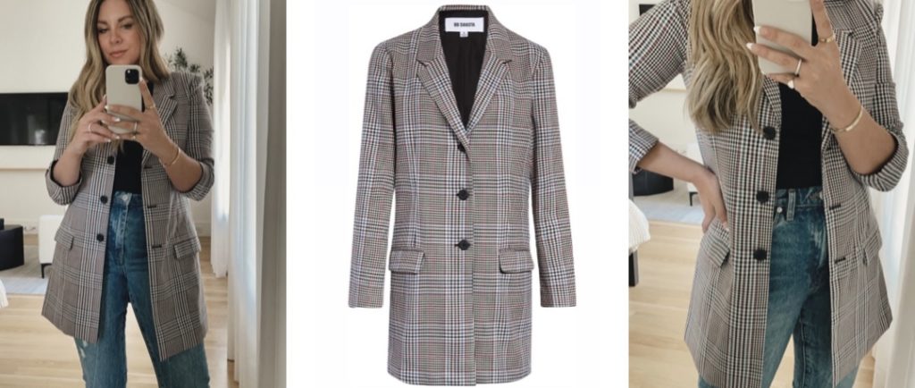 BB Dakota Prep Cool Plaid Longline Blazer