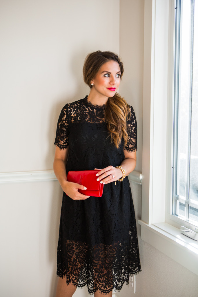 black lace holiday dress