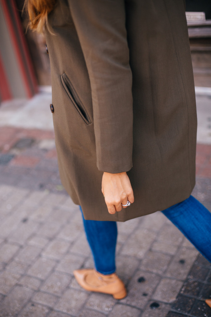 Olive Blazer & Nude Pumps