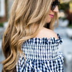 Gingham Off The Shoulder Blouse