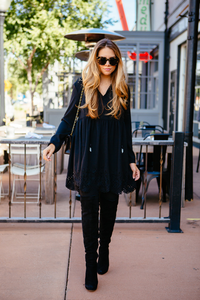 dress with over the knee boots