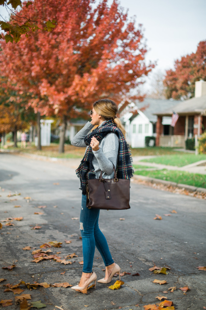 Blue Check Scarf