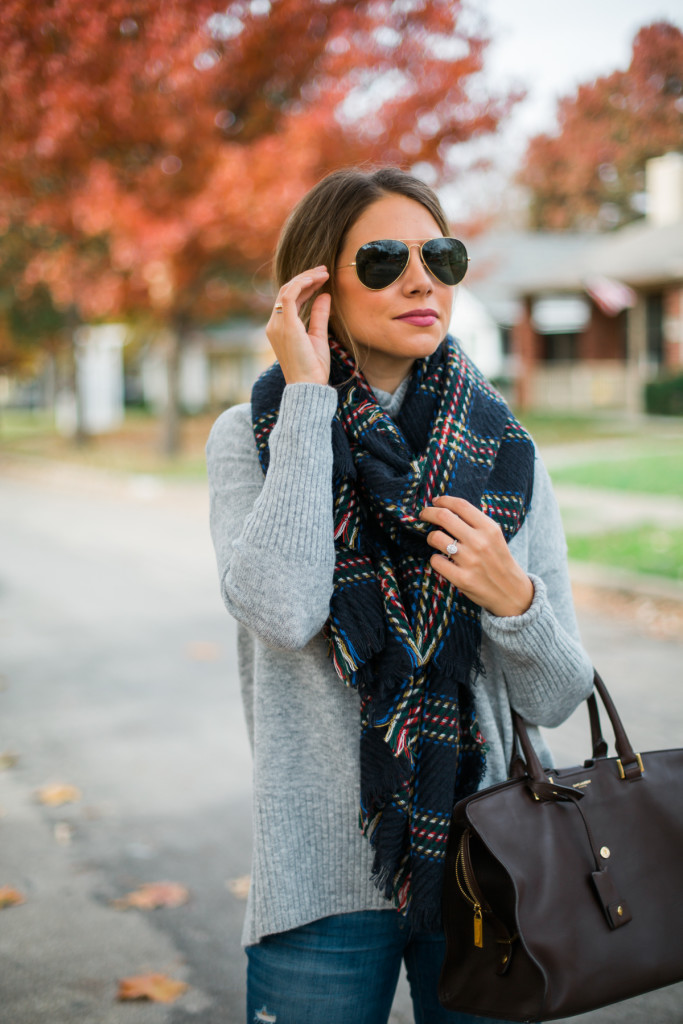 blue plaid scarf